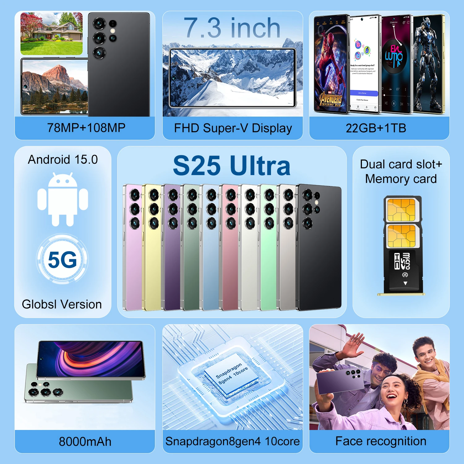 Real High Quality Best Selling S25 Ultra 22GB+1TB 5G Android 15 Unlock 108MP Long Standby Big Battery Gaming Mobile PhoneS - Image 3