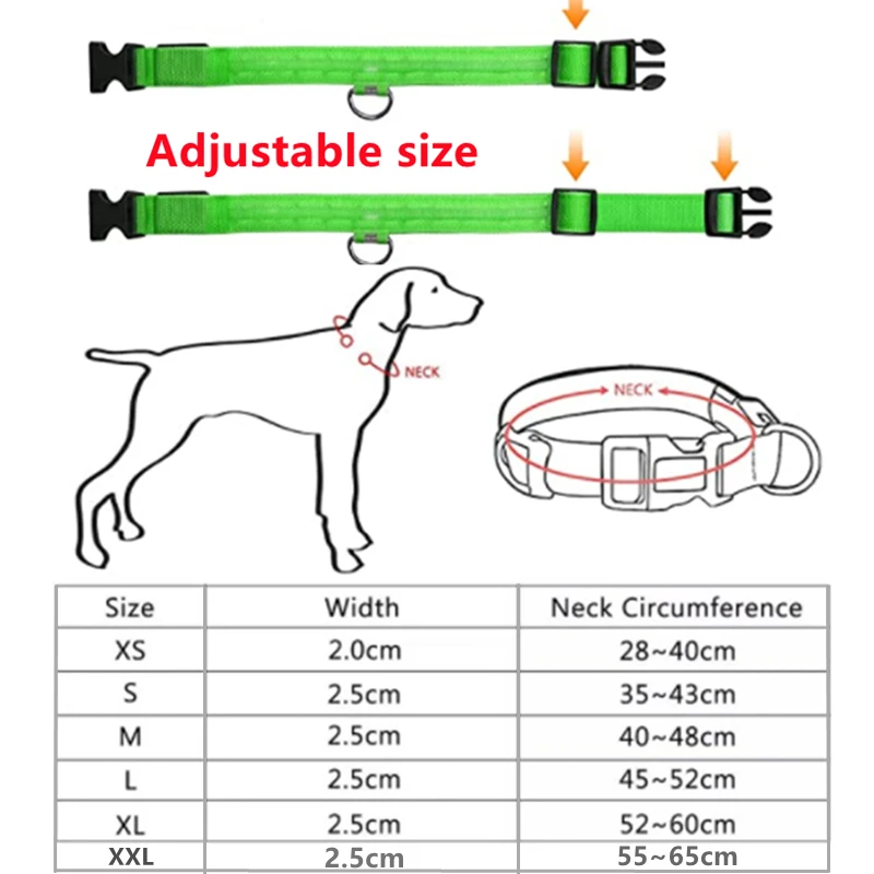 Electronic Pet LED Dog Collar Adjustable Flash Recharge Pet Collars Reflective LED Collar for Dog Night Anti-Lost Dog Products Pack of 2 - Image 2
