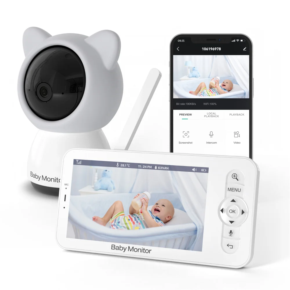 New 5inch HD 1080P Wireless Two Way Audio Babyphone Night Vision Baby Camera with App Control Wifi Video Baby Monitor