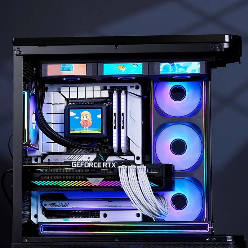 Jonsbo ZC-360 White Case Fan RGB Sync ARGB Light 3-Side PWM Ball Bearing 21.46-62.40 CFM Airflow 700-2400 RPM for Cooling