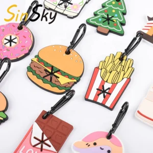 SinSky Hamburger Shaped Hands Free Poop Holder PVC Rubber Pizza Fries Dog Bags Bread Hot Dog Cheese Custom Poop Bag Holder Pack of 10