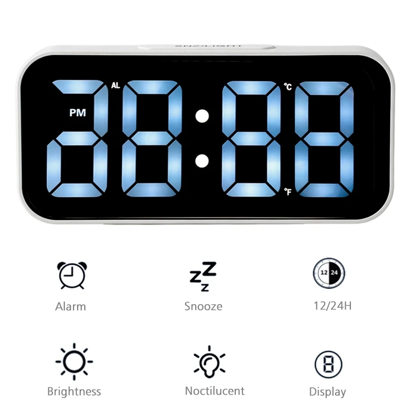 LOW MOQ Simple LED Mirror Clock Large Screen White Digital Clock Desk Clock Desktop Alarm Clock Bedside Electronic Clock Pack of 50 - Image 3