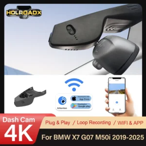 Holroadx 4K Video Recorder Dash Cam G07 X7 2019-2022 BMW Night Vision WiFi APP 64GB Card Loop Recording Dual Lens 24h Parking