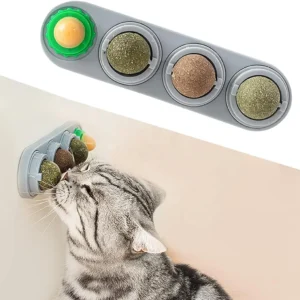 4 Catnip Silvervine Ball Toys Extra Cat Energy Ball Edible Cats Lick Kitten Chew Teeth Cleaning Dental Wall Treats