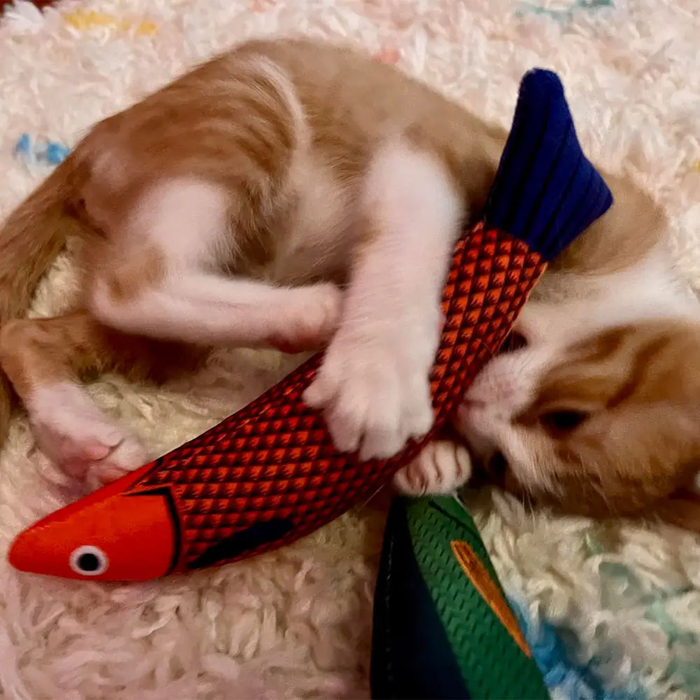 Pet Supplies Toys for Pets Fish Soft Durable Interactive Cat Kicker Toys Fish Shape Catnip Chewing Interactive Movement Toy Pack of 2 - Image 2
