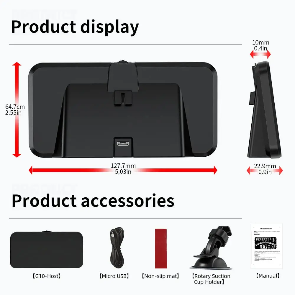 SX-TECH Universal Head GPS Speedometer HUD Digital Speed Display MPH/KM/H 3-Stage Speed Alarm Green Backlight All Vehicles RV - Image 2
