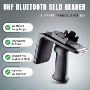 Rugged Long Range UHF RFID Sled Reader Wireless BT Connection PDA Paired with Android&IOS Handheld Data Terminal for Inventory