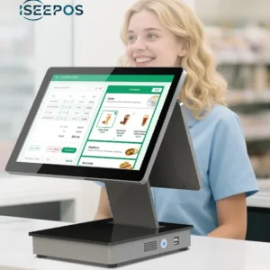 JJPOS JJ-Q8B Windows Dual 15.6 Inch Capacitive Touch Screen POS System I3-4th Gen CPU Cash Register Machine Wi-Fi 6 Bluetooth