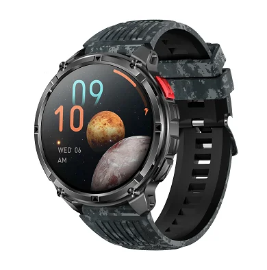 HT33 Bluetooth Smart Bracelet FitCloudPro App 1.7" 360*360 IPS Display 1100mAh Polymer Battery GPS Sports Modes Black Silver