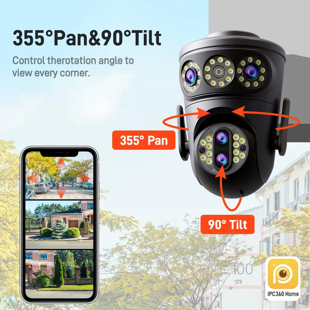 Rscamtom 12MP Full Color AI Security Wifi Camera Triple Screen Motion Detection Alarm Night Vision Two-Way Audio Cloud for - Image 3