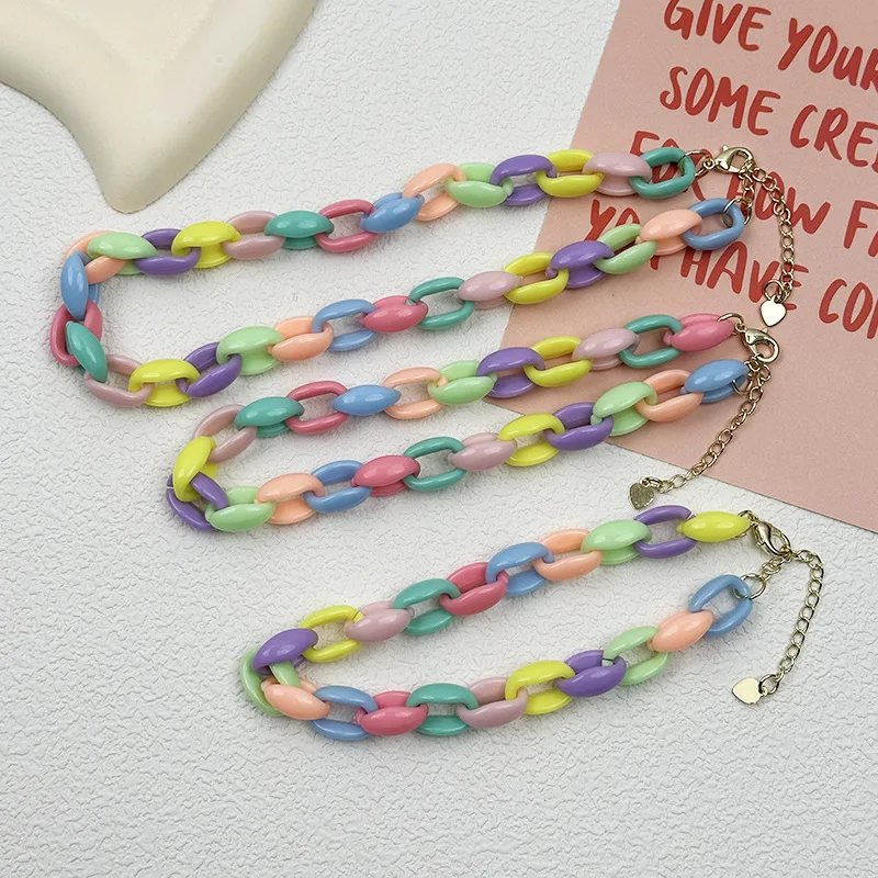 JXANRY Acrylic Pet Accessories-Cat Necklace Colorful Chain Dog Collar Sweet Cute Love Knot Pendant Lightweight Bichon Frise Pack of 2 - Image 4