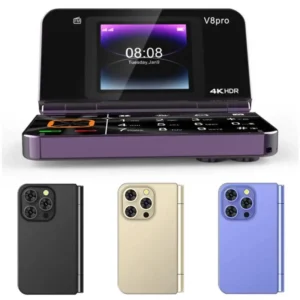 V8 Pro Foldable Flip Phone 2g Senior Mobile With Big Standby Dual Multilingual & Support Buttons, Sim Flashlight Dual E2i3 Pack of 5