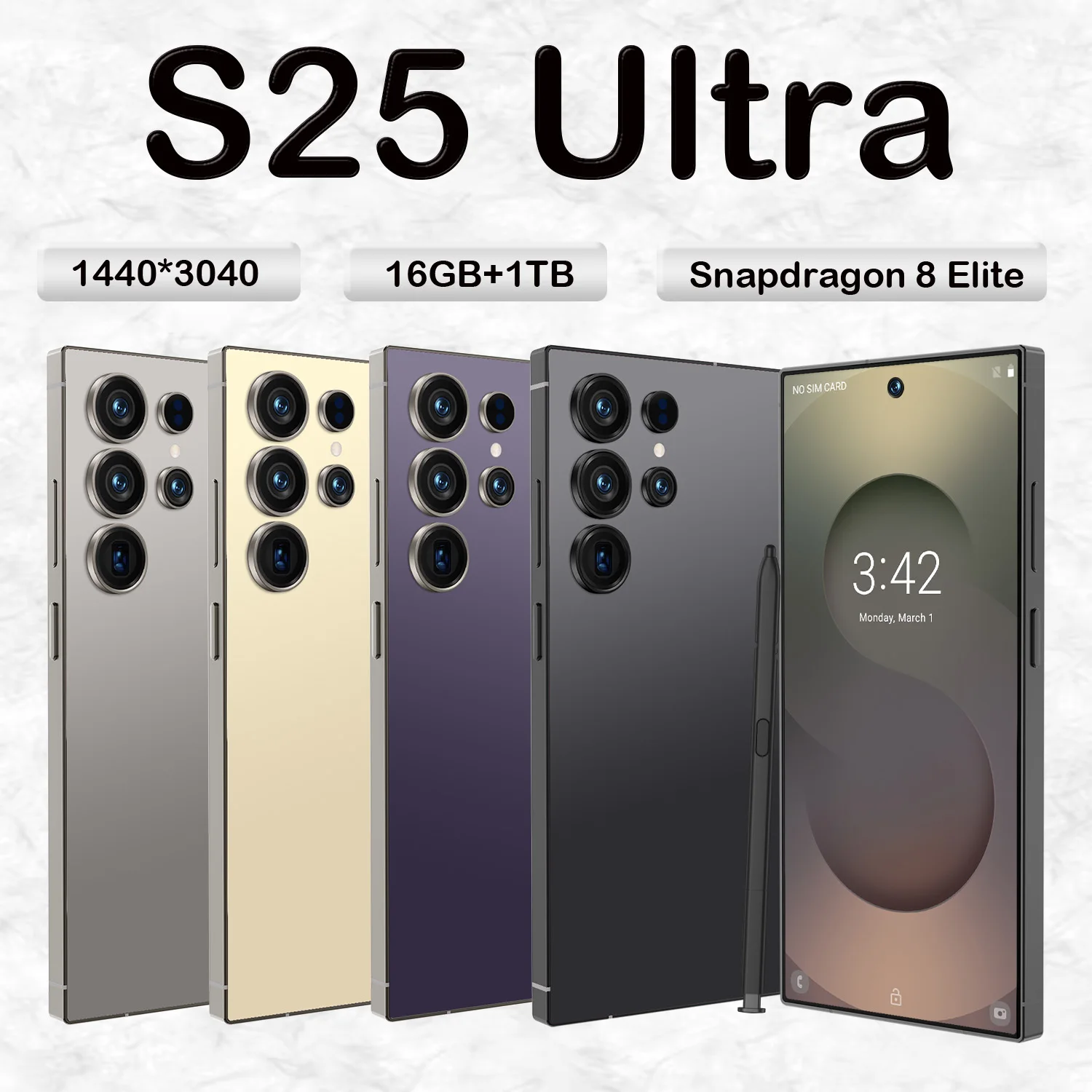 Vivid Colors S25 Ultra 7.3Inch 16GB+1TB 5G Dual SIM Smartphone with HD OLED 90Hz Display LTE Android 13 8000mAh+ Battery - Image 2