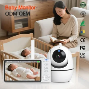 5-inch Large Screen Size Baby Camera Monitor Pan-tilt Zoom Crying Detection 720P Baby Monitor Camera ABM501
