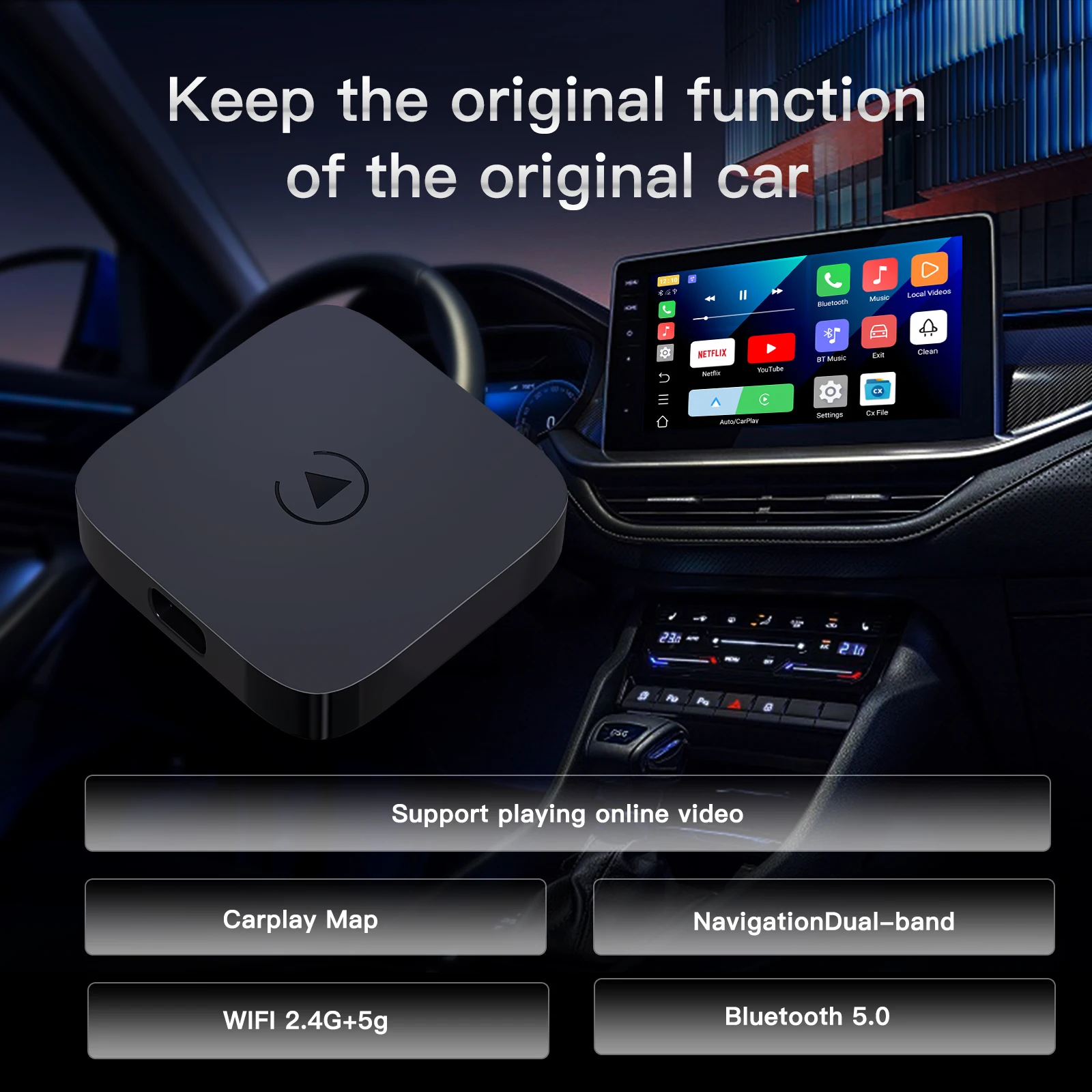 Wireless Apple CarPlay Android Auto AI Box with Android12 2+16GB Smart Youtube Netflix TV Car Play for Factory Wired CarPlay - Image 3
