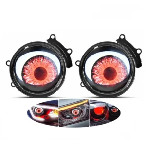 12V 3 Inch Fog Lights Modify Dynamic Devil Eyes 8 Models Wifi Control Retrofit Kits Car Headlight Assembly Auto Accessories Pack of 2