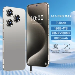RTS A16 PRO MAX 5G Android 14 Phone Global Version Facial Recognition 16GB + 1TB 7.3inch Screen Battery 8000mAh Cheap Phones