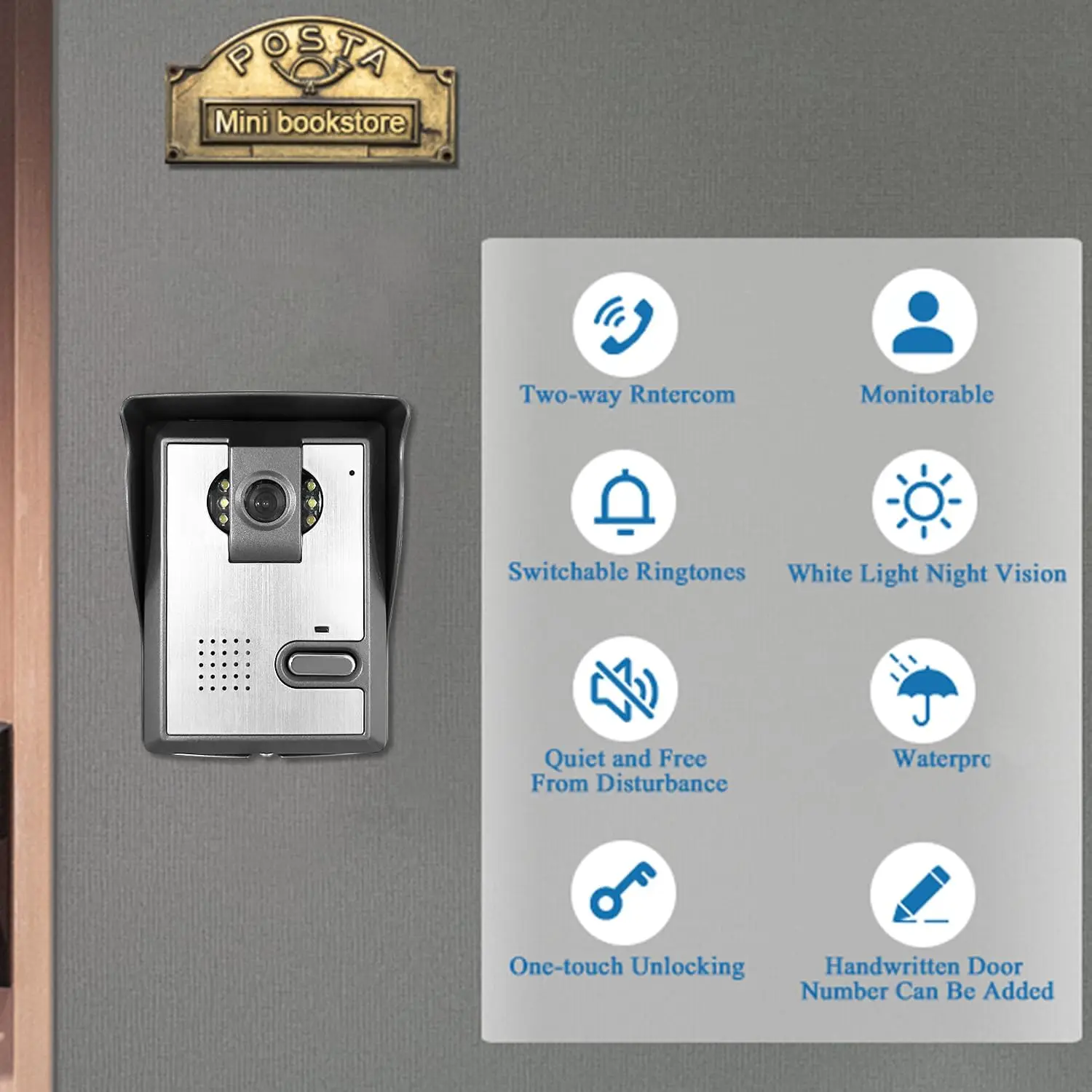 7-Inch Silver Wired Video Intercom Doorbell System Indoor Outdoor LCD Monitor for Apartment Home Security - Image 2