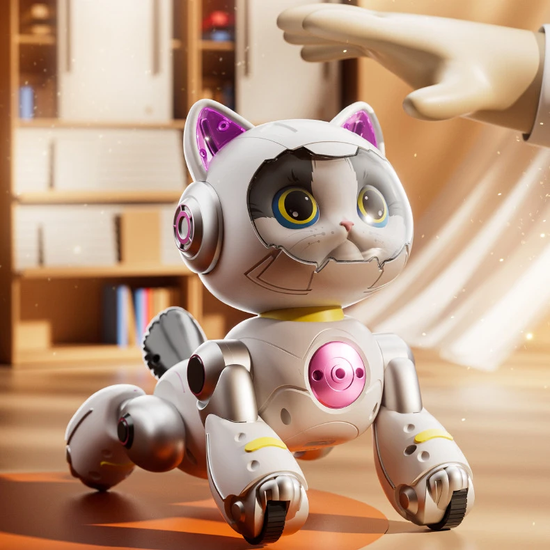 WGNRC Y14 Ai Smart Robot Cat,Gesture Sensing Remote Control Car,Intelligent Remote Control AI Smart Cat,Walking Robot Cat Toy - Image 2