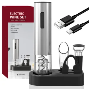 KLT Manufacturer Automatic Wine Opener Rechargeable Wine Opener Gifts Set Stainless Steel Wine Opener Set Pack of 40