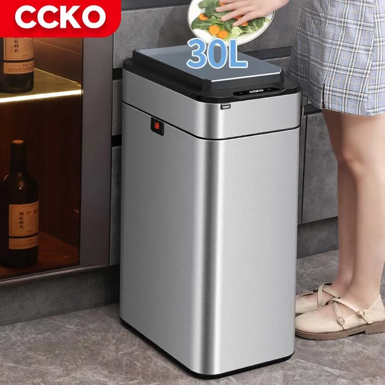 CCKO High Quality Electric Automatic Trash Bin Touchless Stainless Steel Smart Trash Can With Sensor for Bathroom Kitchen Hotel - Image 3