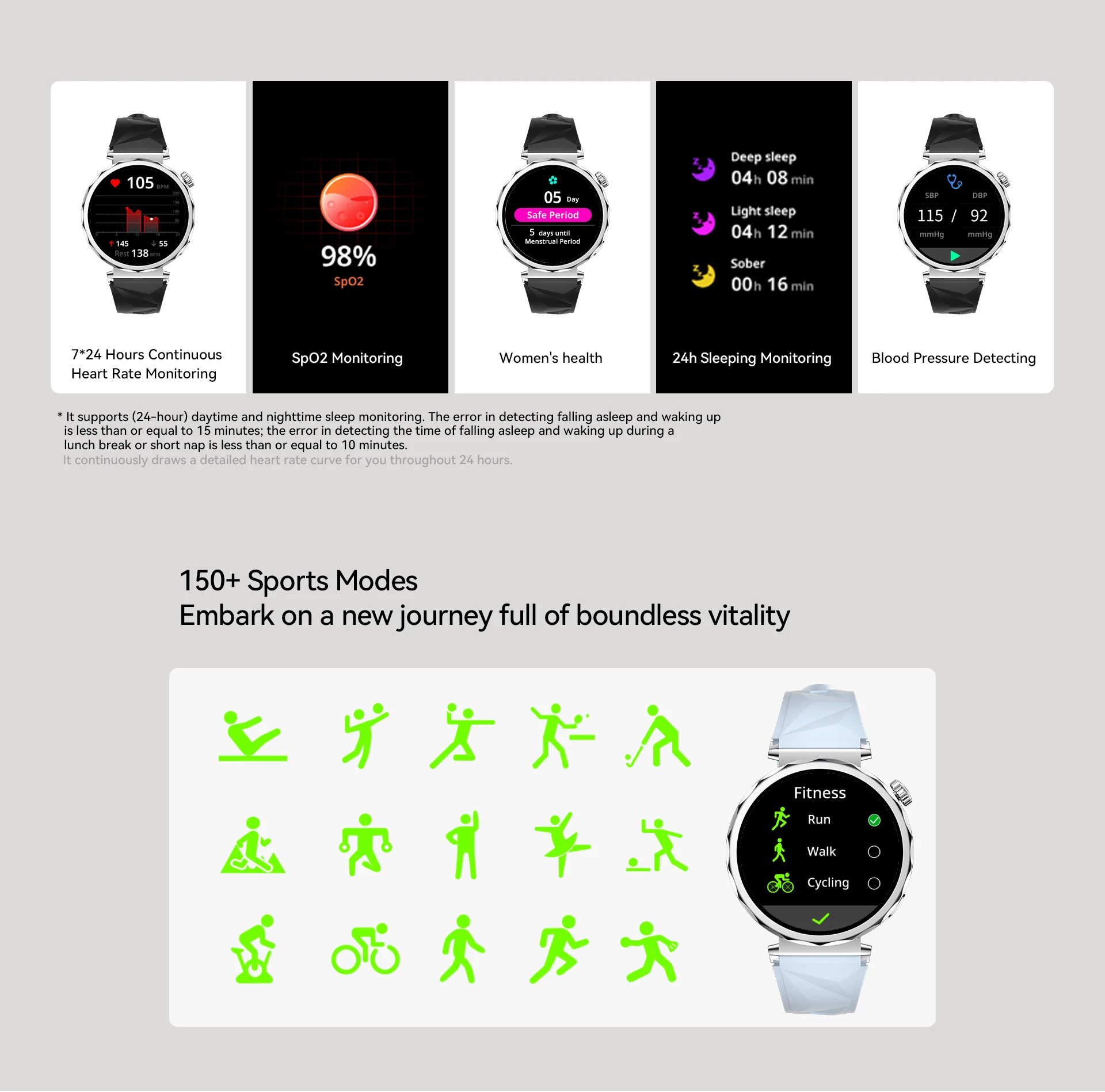 Fashion Thinness AM35 3ATM Waterproof 24-Hour Sleep Women's Health Monitoring Ladies AMOLED Smart Watch for Huawei Women - Image 4