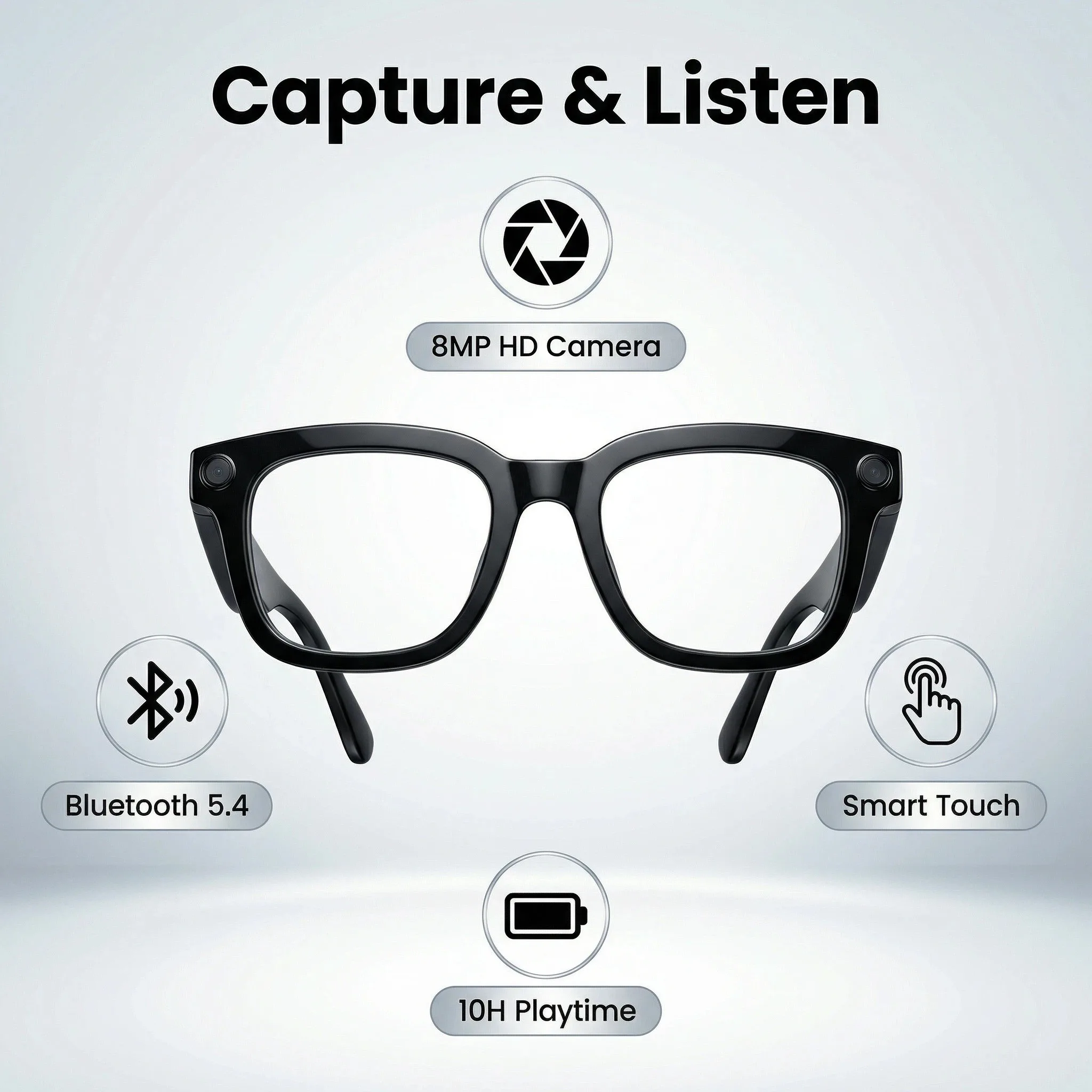 Intelligent Shooting Glasses 800W Camera Anti-Blue Light Lenses AI Assistant Voice Control IP68 Waterproof Real-time Translation - Image 4