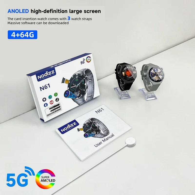 Pro 5G Smartwatch with OLED Display IP67 Waterproof GPS Enabled HD Camera Video Calls Apps Downloadable 3 Silicone Watch Straps - Image 2