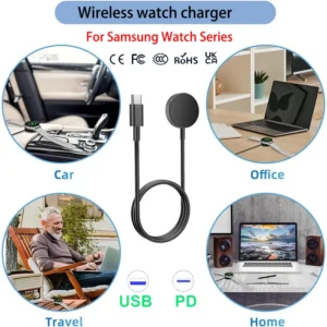 Wireless Watch Charger for Samsung Galaxy Watch 5 Pro 5 4 3 Active 2 1Gear Sport S3 Portable Charging Dock Station