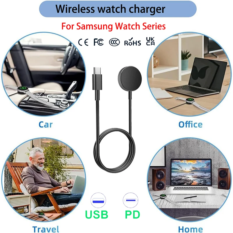 Wireless Watch Charger for Samsung Galaxy Watch 5 Pro 5 4 3 Active 2 1Gear Sport S3 Portable Charging Dock Station