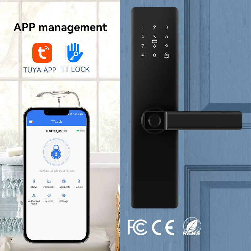 Kasman SOURCE PRICE Wood Door Lock Best Products Inteligente Home Keyless Zigbee Tt Digital Smart Lock for - Image 3