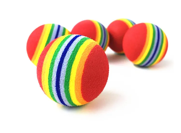 Rainbow Colorful EVA Foam Pet Toy Balls Silent Bouncy Elastic Fetch Training Dog Cat Molar Chew Toys for Indoor Play - Image 4