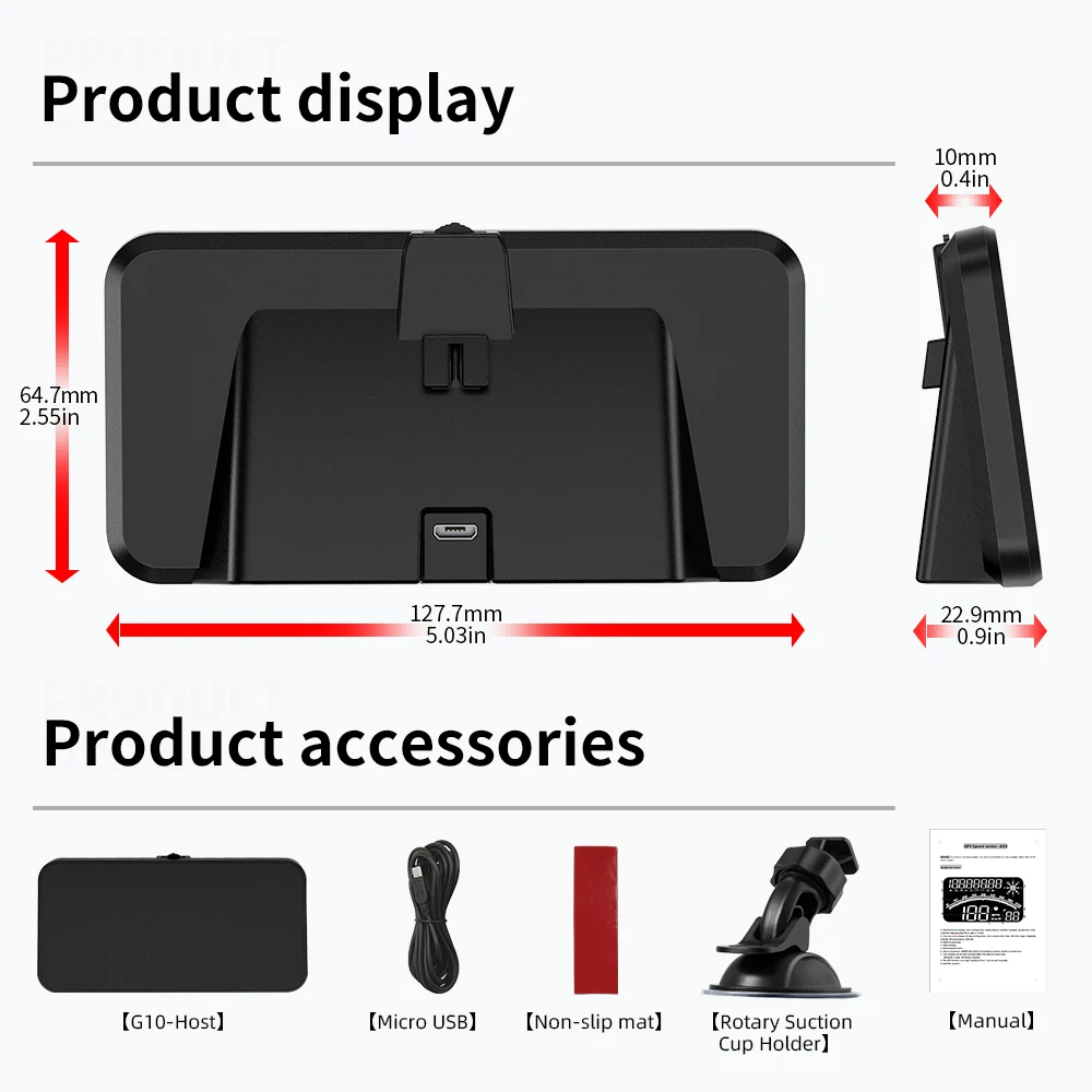 HUD Smart Gauge Blue Auto GPS Head up Display USB Car HUD G10 Projector Speedometer with Compass Security Alarm Electronic - Image 3