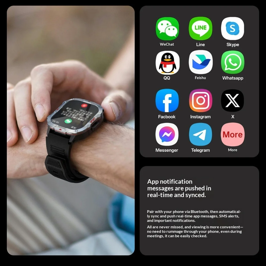 Smart Watch Three-Prevention Outdoor Heart Rate Blood Pressure Monitoring Sports H11 SmartWatch With Flashlight TFT Display Pack of 3 - Image 4