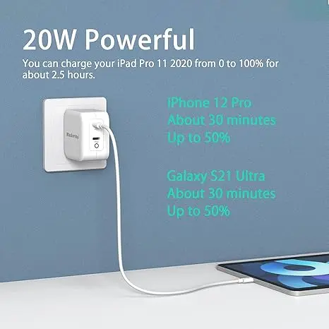 40W Dual-Port USB Fast Charger 2 Type-C Charge Two Devices Power Adapter for iPhone /Android for Ipad Laptop Switch Pack of 10 - Image 3