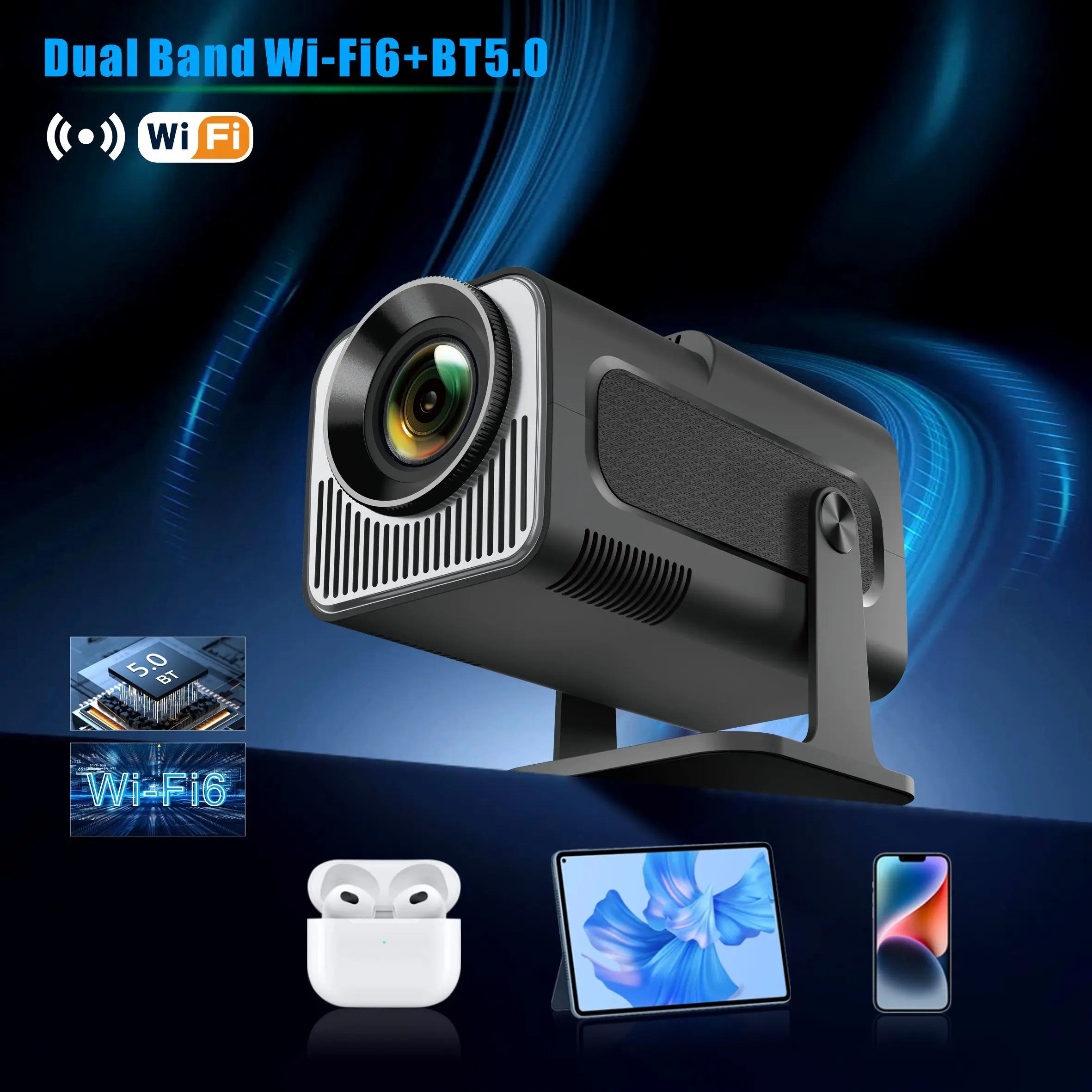 Portable Smart Projector LCD HD Full Video 4K Android11 Big Screen Projection Display Home Theater Mini HY320 Mini Projector - Image 3