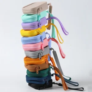 Women's Large Capacity Compact Multi-Functional Coin Purse Data Cable Headphone Storage Zipper Bag Square Bag-Portable Cute Pack of 2