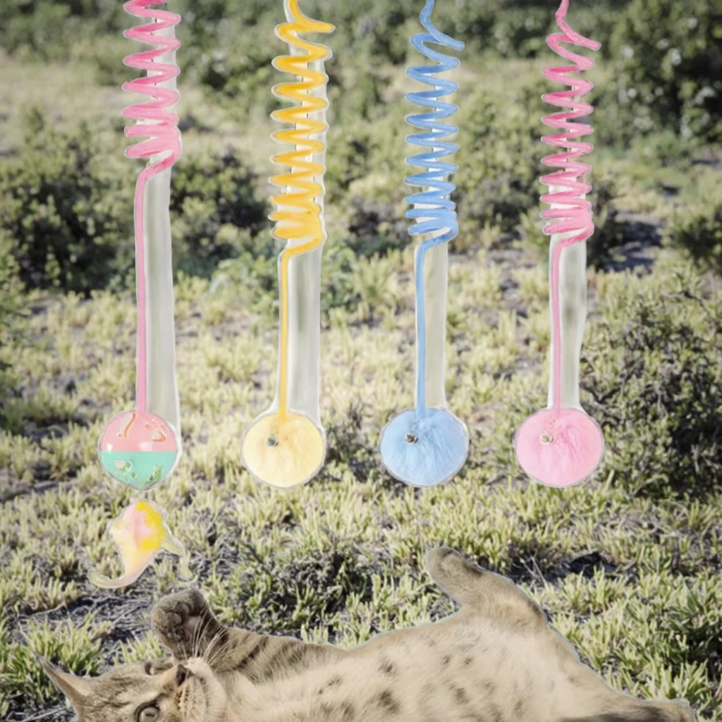 Eco-Friendly Fashion Style Cat Toy Interactive Sports Plush Hair Ball with Feather Teaser Cats' Favourite Pet Toy Pack of 10 - Image 3