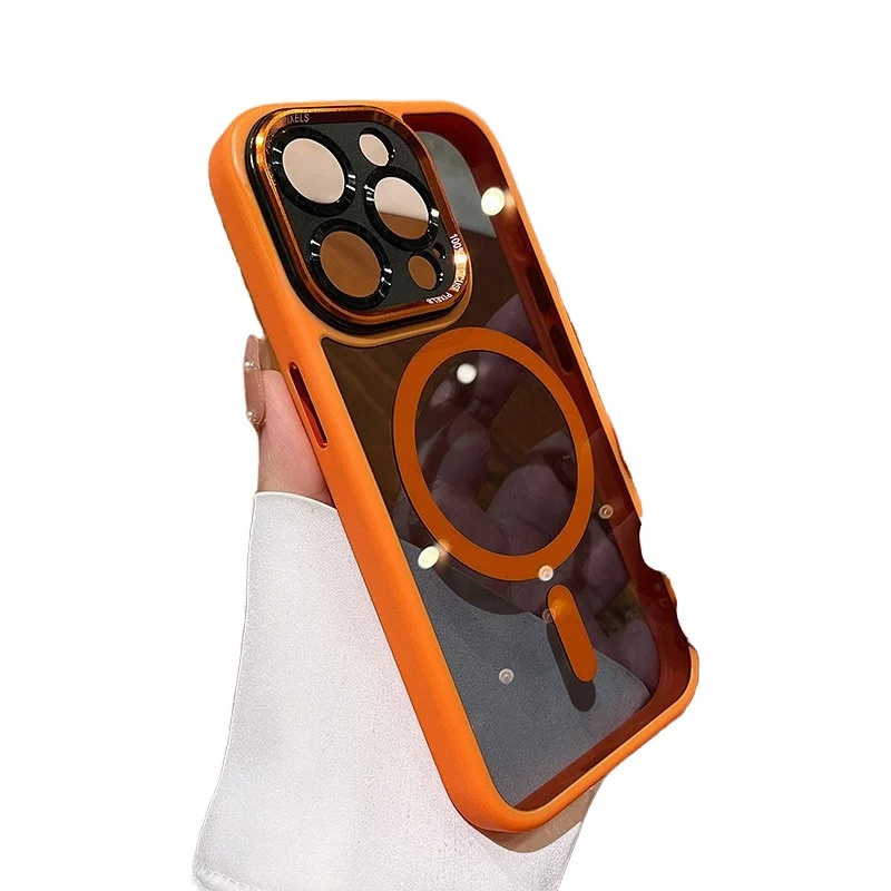 Ready Ship Upgraded Version Metal Lens Frame Transparent Magnetic PC Case 16 Pro/Pro Max Mobile Phone Bags for iPhone 11 Pack of 10