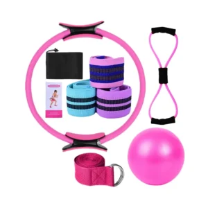 Karlak Women's 25cm Yoga Ball Set Pilates & Yoga Home Exercise Equipment TPE Material Magic Ring & Booty Bands for Glute Workout Pack of 10