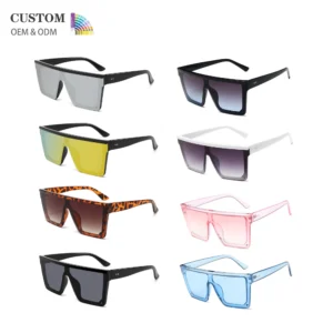 CONCHEN Tiktok Trendy Brand Designer Eyeglasses Fashion Oversize Sunglasses Square Frame One-piece Lens Men SunGlasses Pack of 5