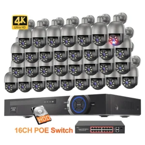 Factory Price 32CH Smart Home Security Alarm With Security Ptz Camera System 4K 8Mp Auto Tracking Poe Camera System