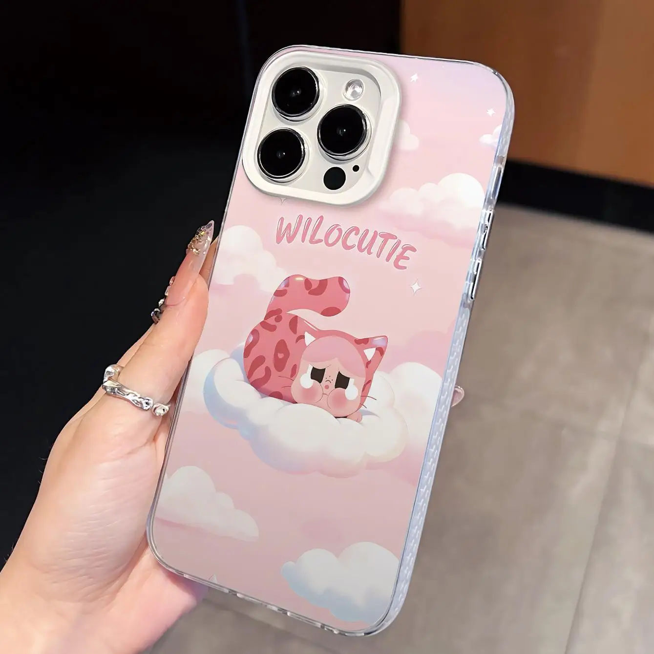 Kawaii Cloud Cat TPU for 11-17 Case Pink Glitter Shockproof Anti-Fingerprint Lens Protection Pack of 5 - Image 3