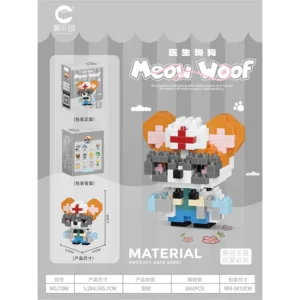 Educational Meow Woof Building Blocks Set Assorted Mini Cartoon Cat and Dog Micro Particle Animal Figures Puzzle Toy for Kids