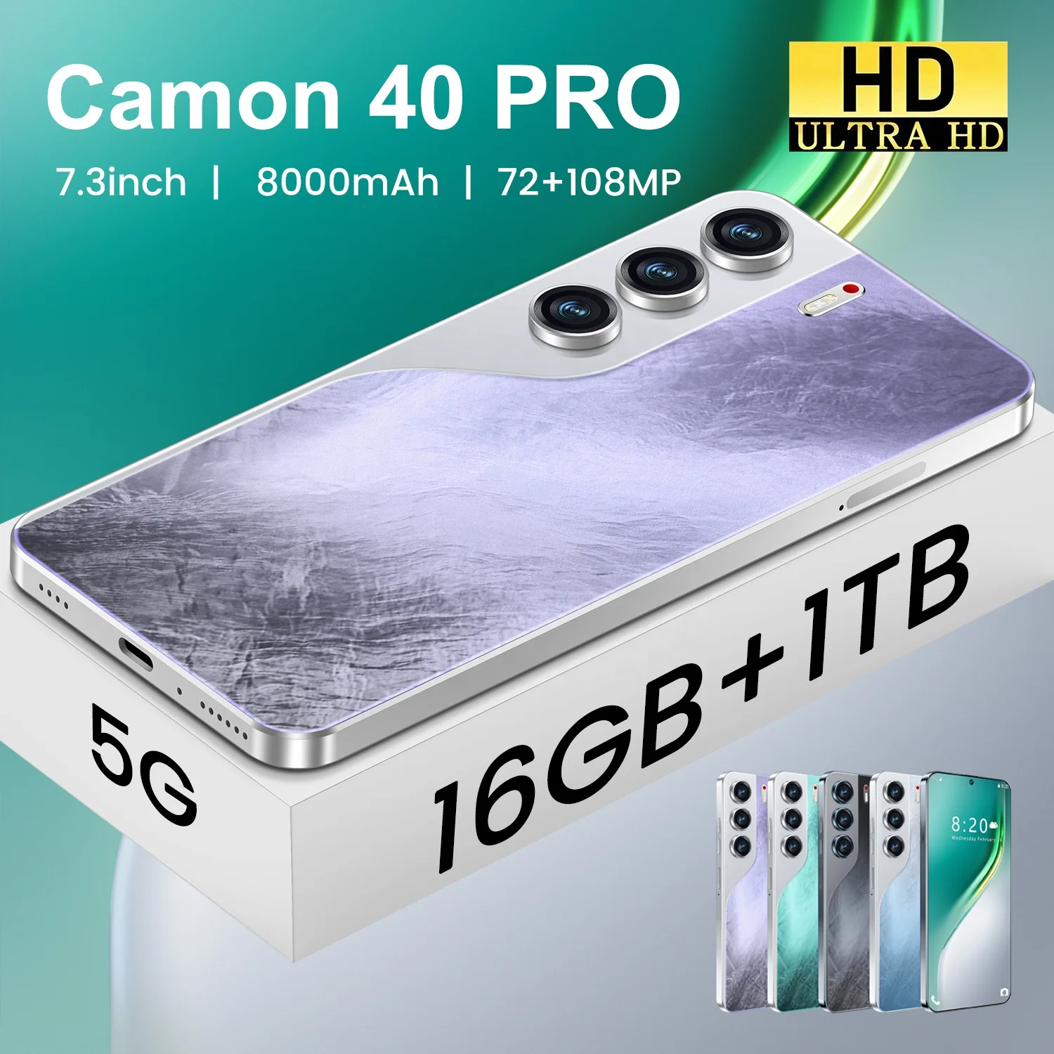 Good Selling Camon 40 Pro Techno 1TB Camon40 Pro Deca-core 7.3inch 16+1TB 5G Smartphones 8000mAh 108MP Android Phone - Image 3