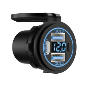 Factory Direct 12V 24V Phone Charging Device 12 24 Volt Usb Port Car Charger Outlet Socket With Dual Usb Type C Digital Screen
