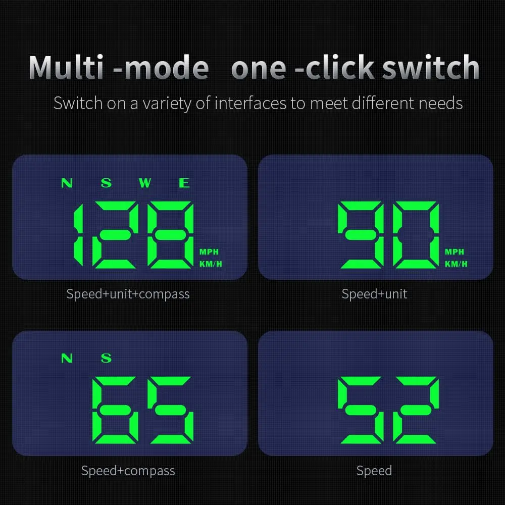 SX-TECH Universal HUD GPS Speedometer Widescreen LED Display MPH/KM/H Compass for Cars Marine Vehicles Green Backlight 1 Year - Image 4