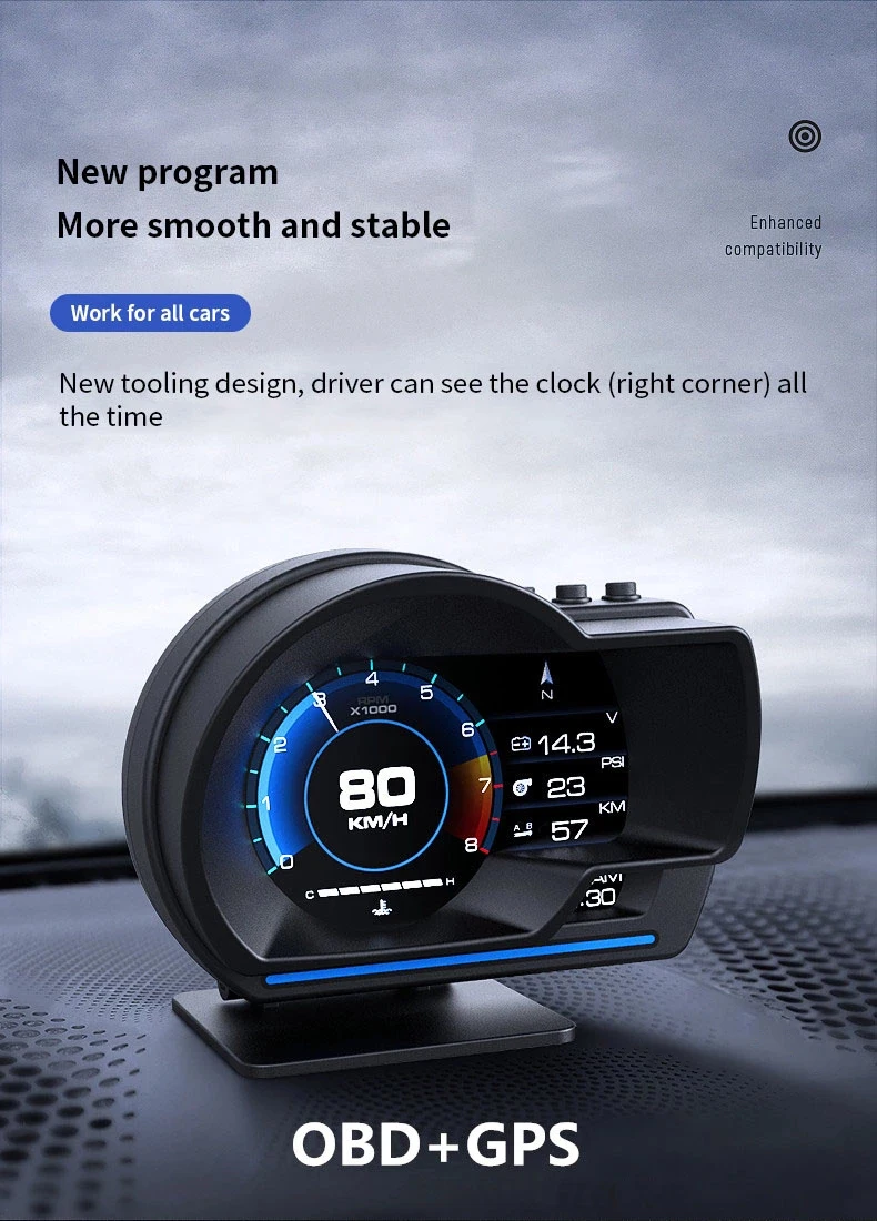 Universal OBD&GPS Double Systems Meter Speedometer Head up Display Smart Gauge Muti-function Gauge P6 - Image 3