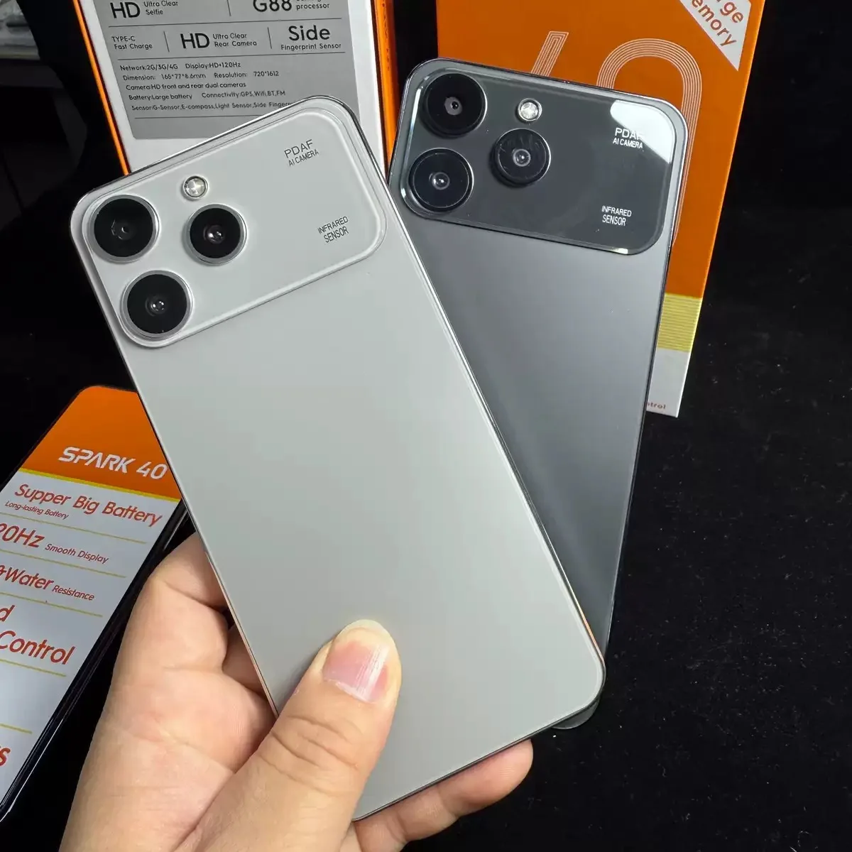 Custom Hot Spark 40 6.8inch Android 4G Smartphone Daul Speaker 120HZ Smart Phone 24+512GB Mobile Phone
