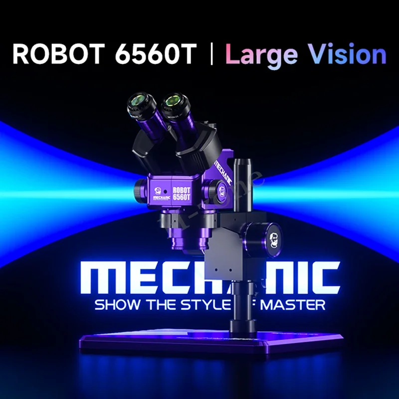 Mechanic 6560T-B11 6.5-60X Magnification Stereo Trinocular Microscope with Adjustable Eyepiece for Motherboard Soldering Repair - Image 3